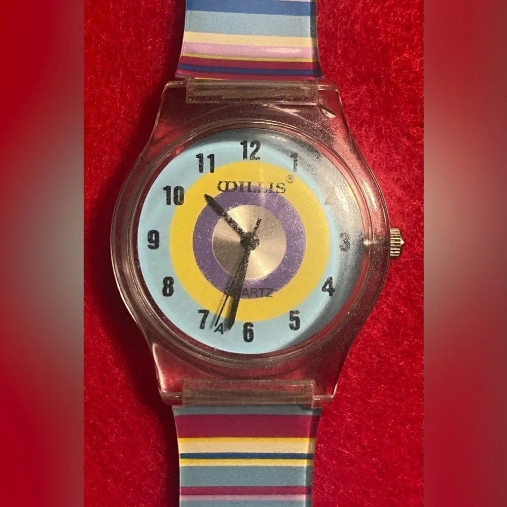 Willis Silicone Watch Multi-colored Stripes Water Resistant “Dillis” Vintage